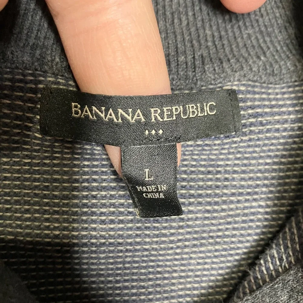 Banana Republic quarter zip pullover gray Mens size large business casual preppy